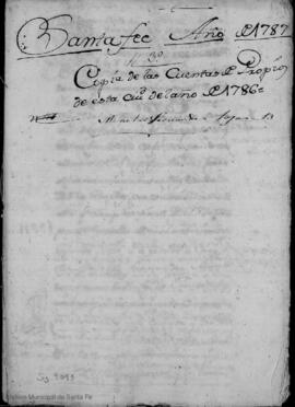 Cuenta de propios de 1786. Copia