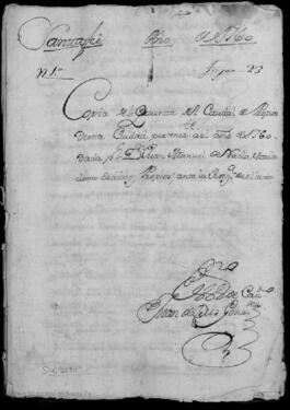 Cuenta de los caudales de propios de 1760. Copia