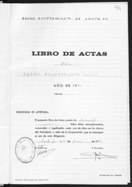 Libro de actas del Ayuntamiento Pleno
