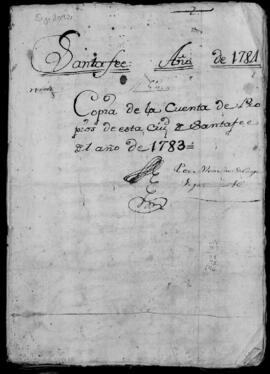 Cuenta de propios de 1783. Copia